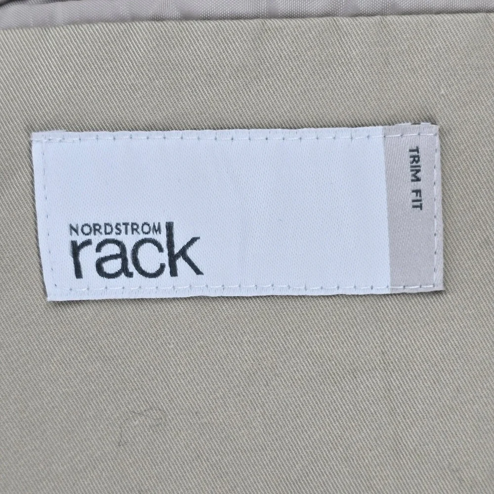 Nordstrom Rack Mens Sport Coat Blazer 42L Trim Fit Beige Cotton Canvas Solid